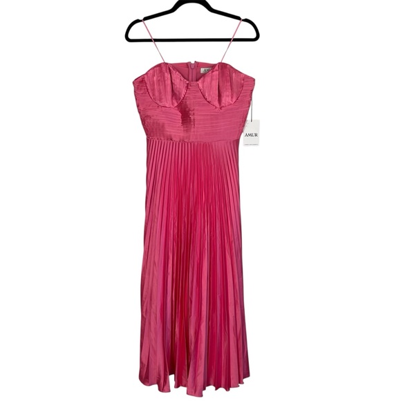 Amur Kin Strapless Pleated Midi Dress in Calla Lily NWT - Picture 7 of 10